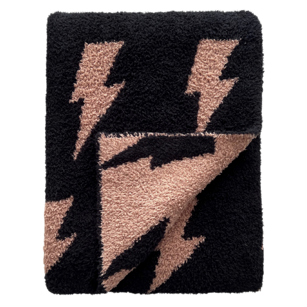 Lightning Bolt Fuzzy Blanket | Mocha - HoneyBug