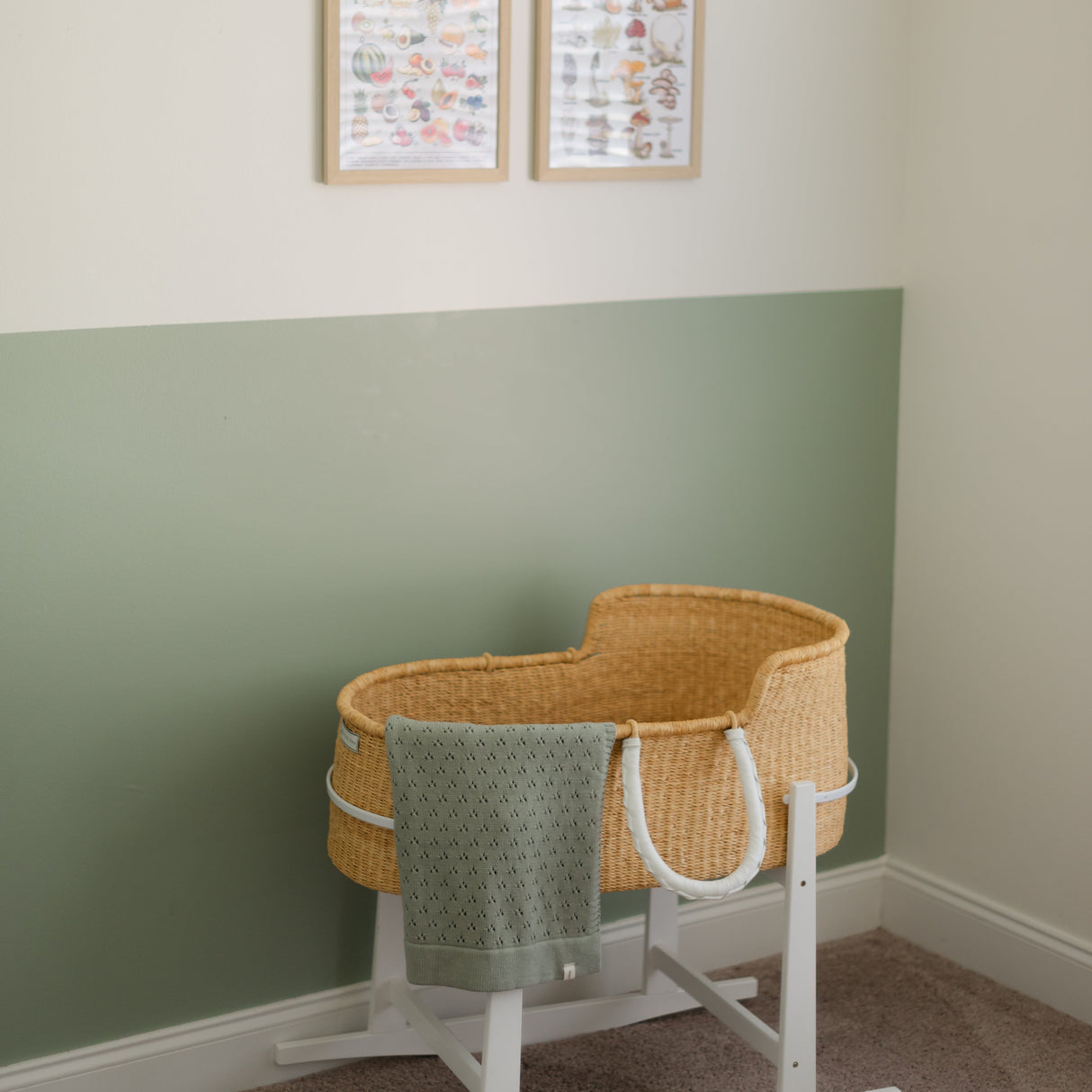 Mint Pointelle Knit Blanket