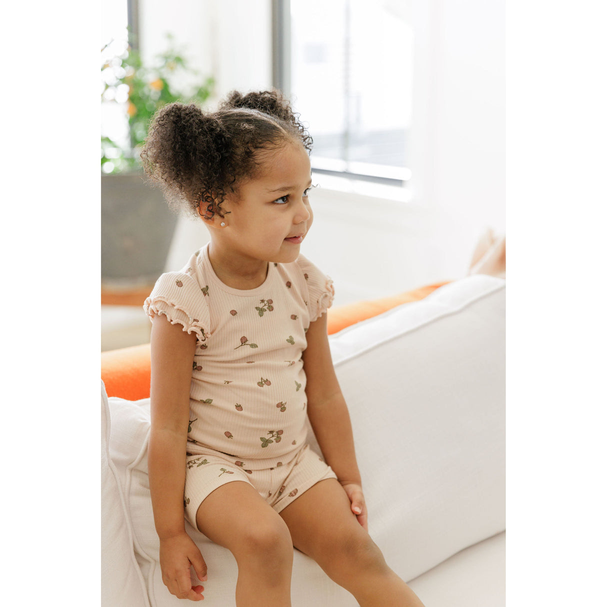 Ribbed Cotton - Raspberries Collection - Short Sleeve Lounge Set - HoneyBug