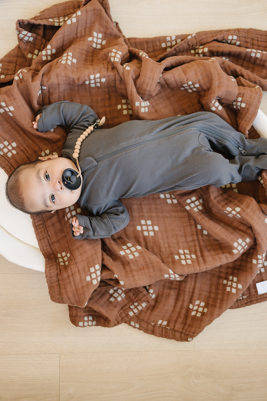 Charcoal Organic Cotton Ribbed Zipper - HoneyBug