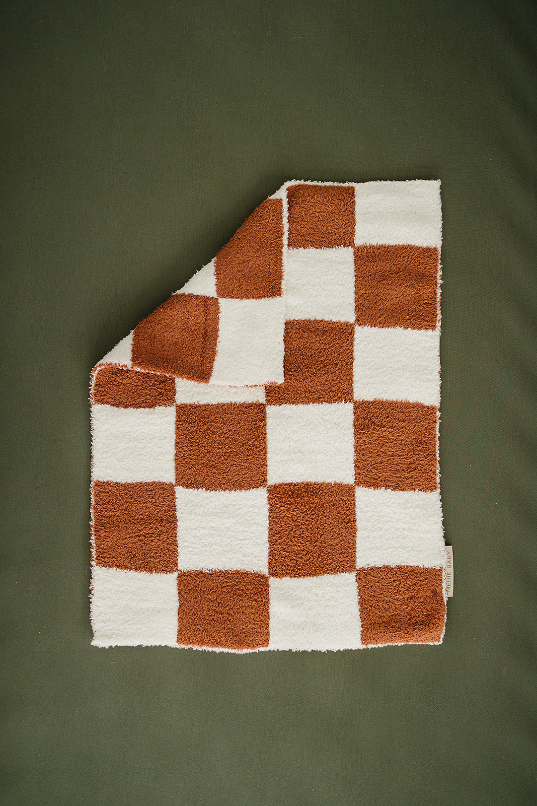 Rust Checkered Plush Blanket - HoneyBug