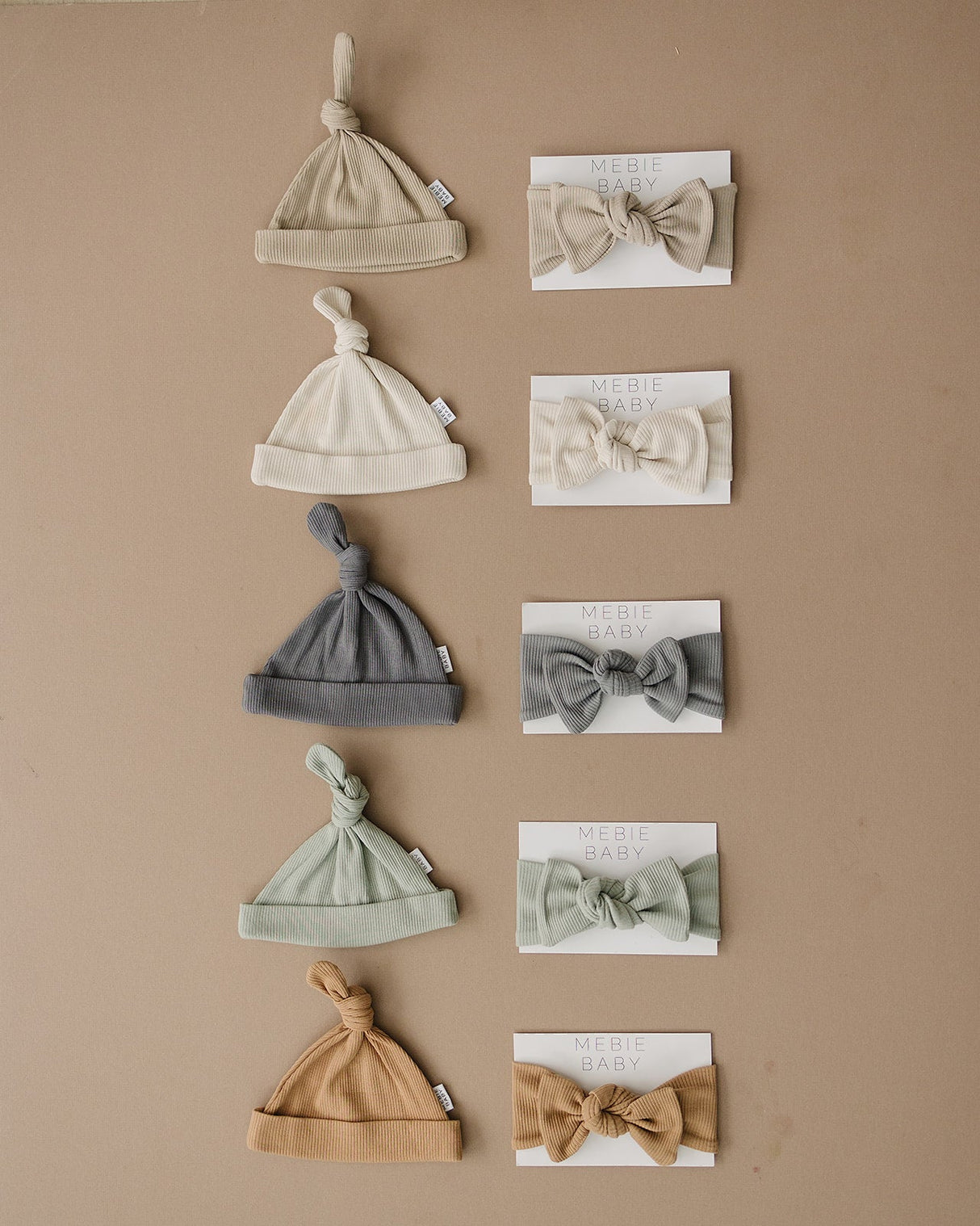 Vanilla Organic Ribbed Newborn Knot Hat - HoneyBug