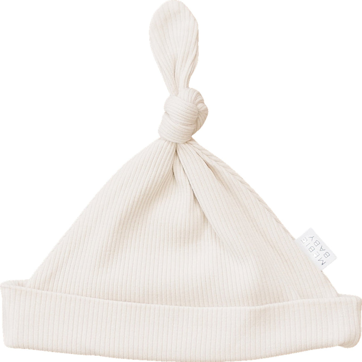 Vanilla Organic Ribbed Newborn Knot Hat - HoneyBug