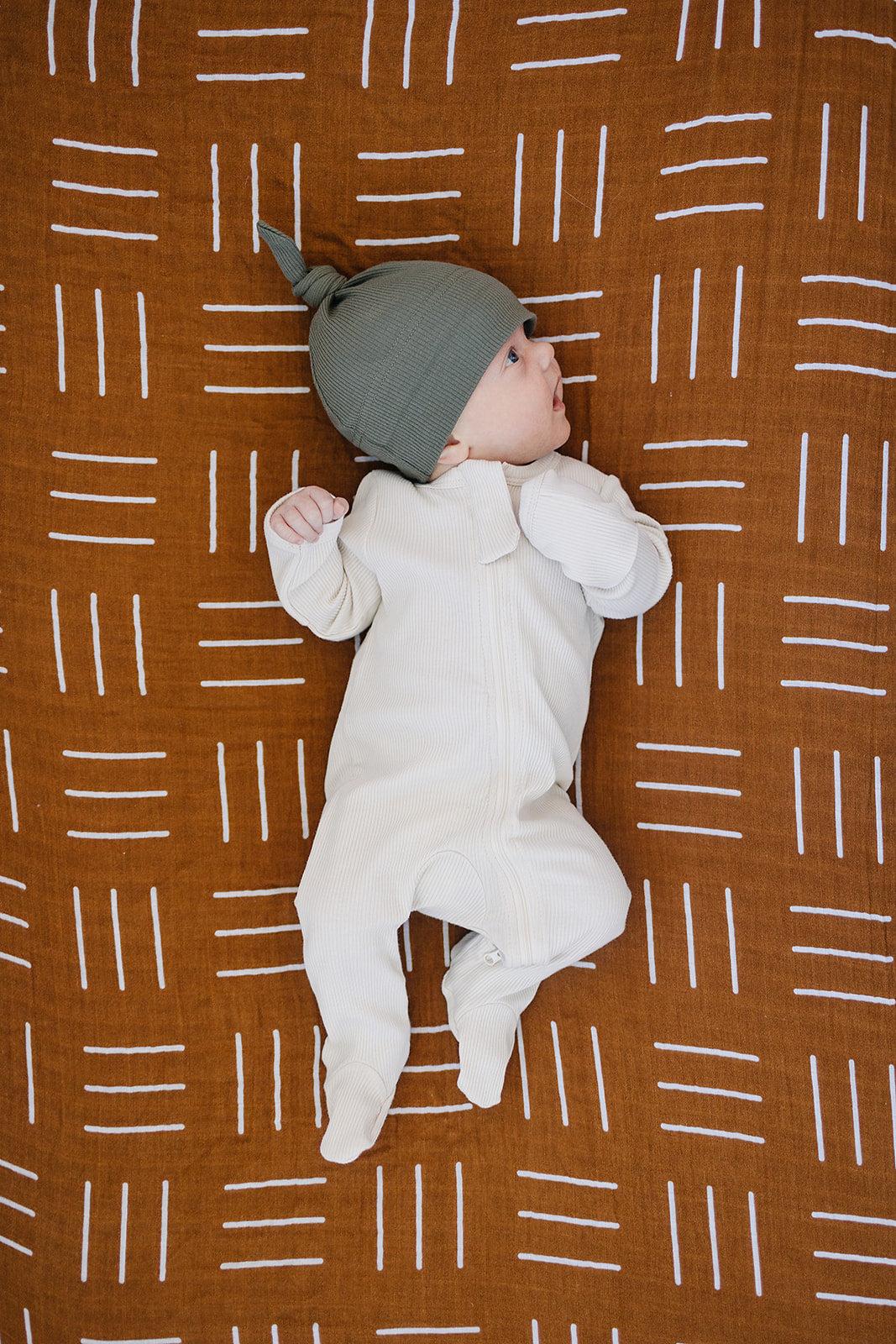 Mustard Mudcloth Muslin Crib Sheet - HoneyBug