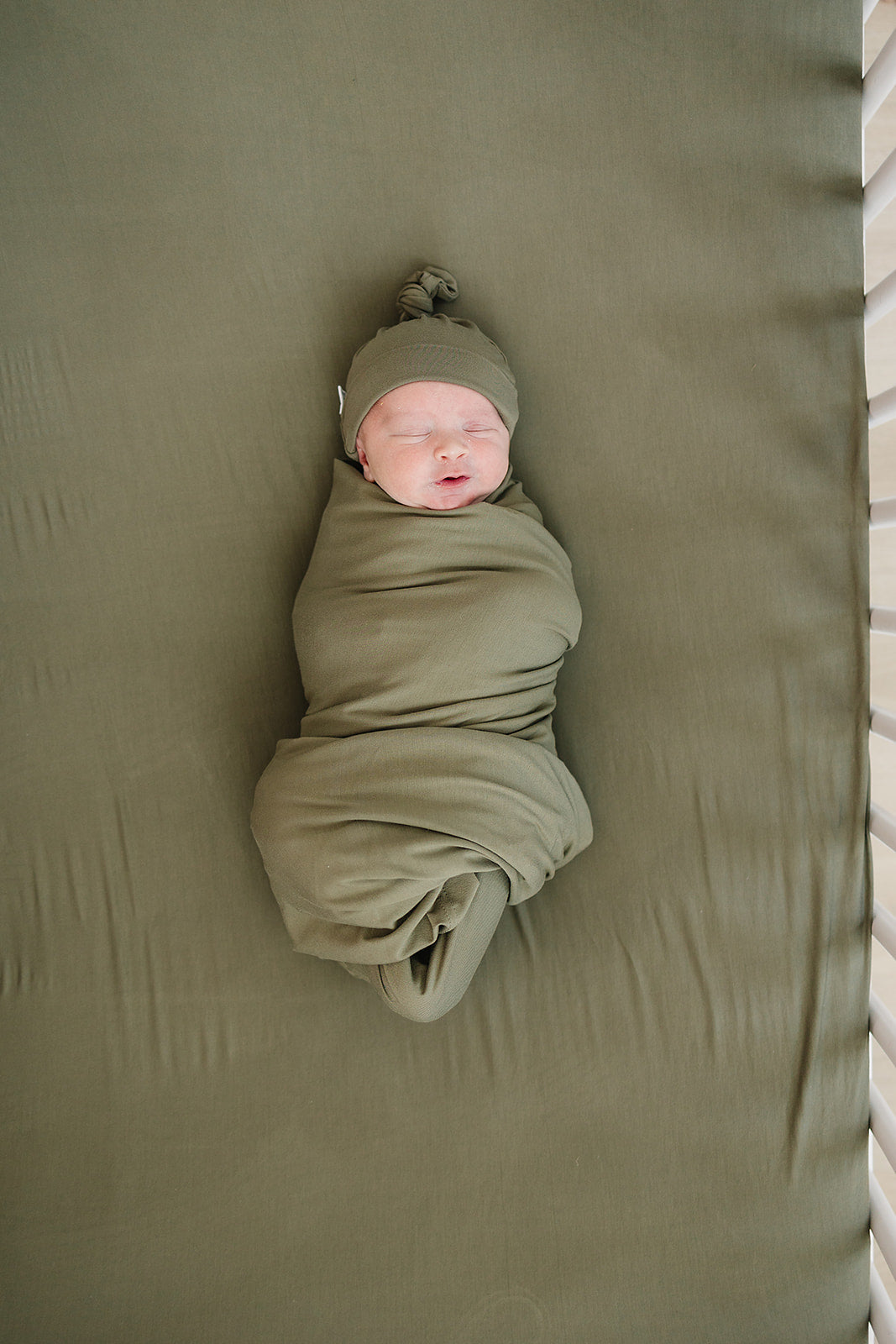 Olive Bamboo Stretch Crib Sheet - HoneyBug