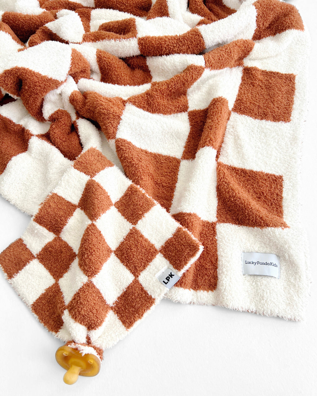 Checkered Plush Blanket | Copper - HoneyBug