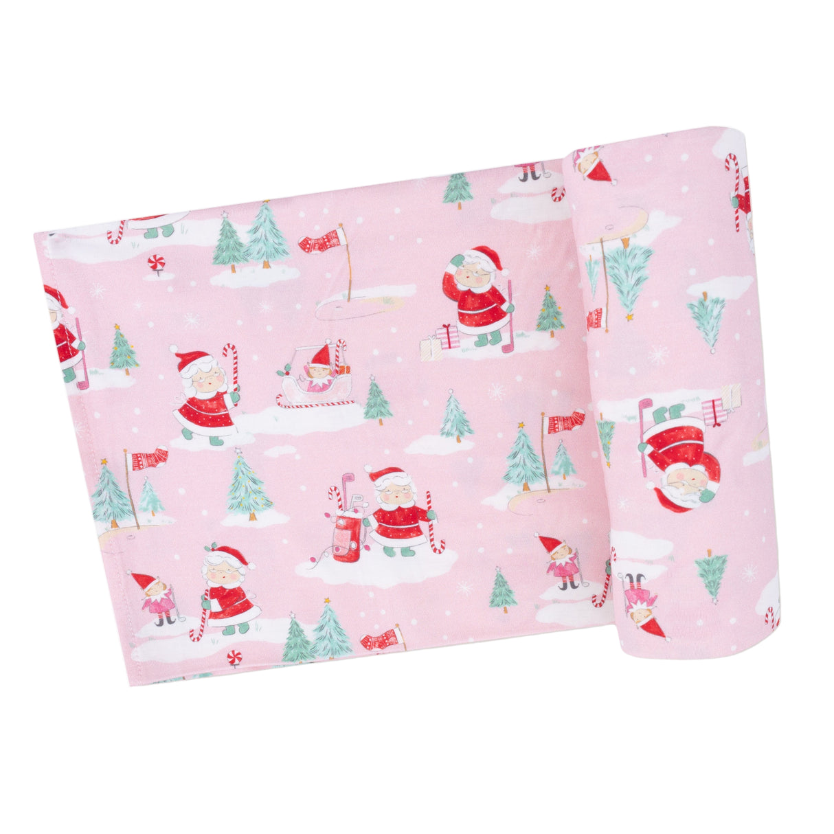 Swaddle Blanket - Golfing Mrs. Claus and Elves - HoneyBug