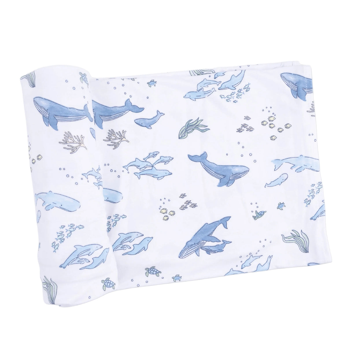 Watercolor Blue Whales - Swaddle Blanket