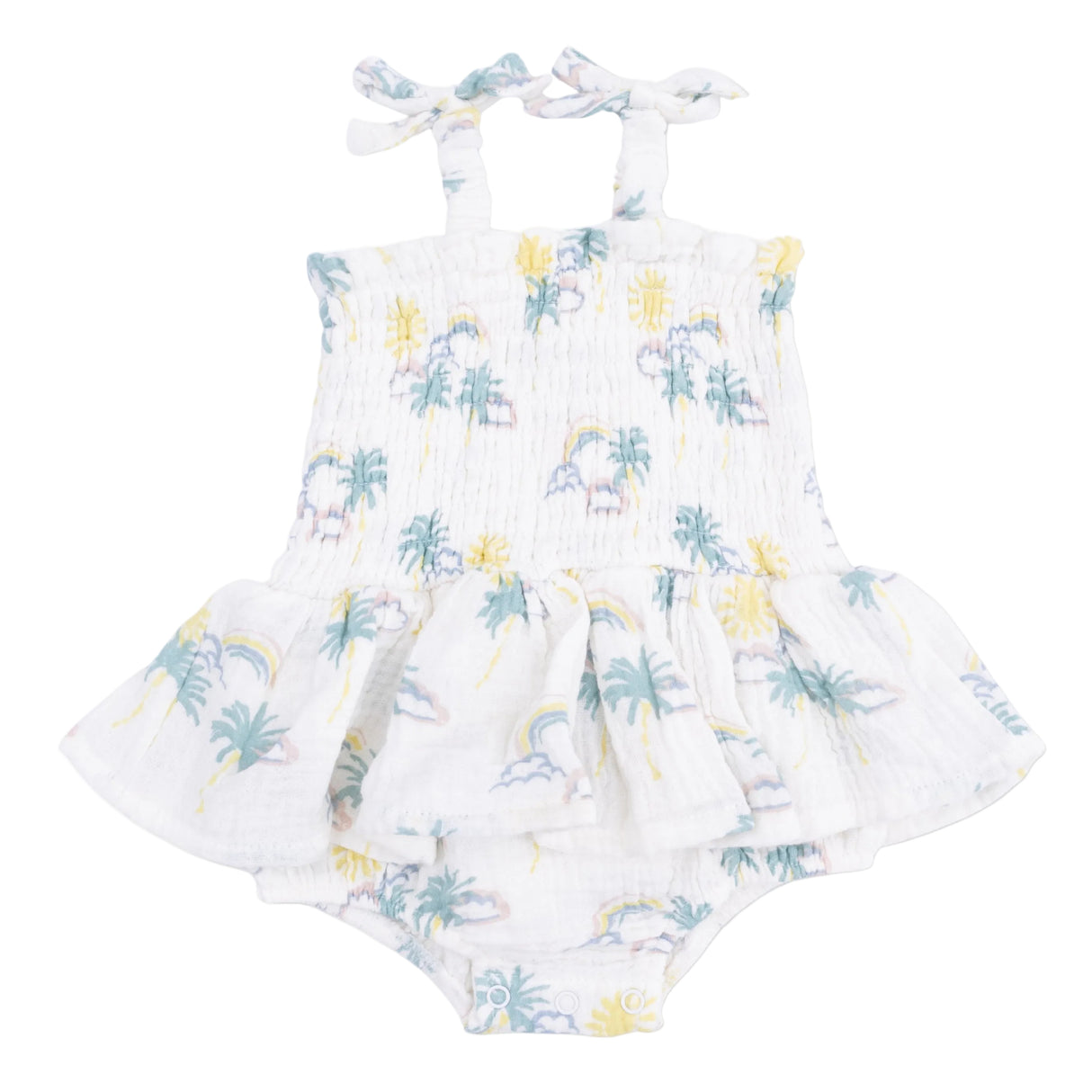 Palm Trees and Rainbows - Smocked Bubble with Skirt