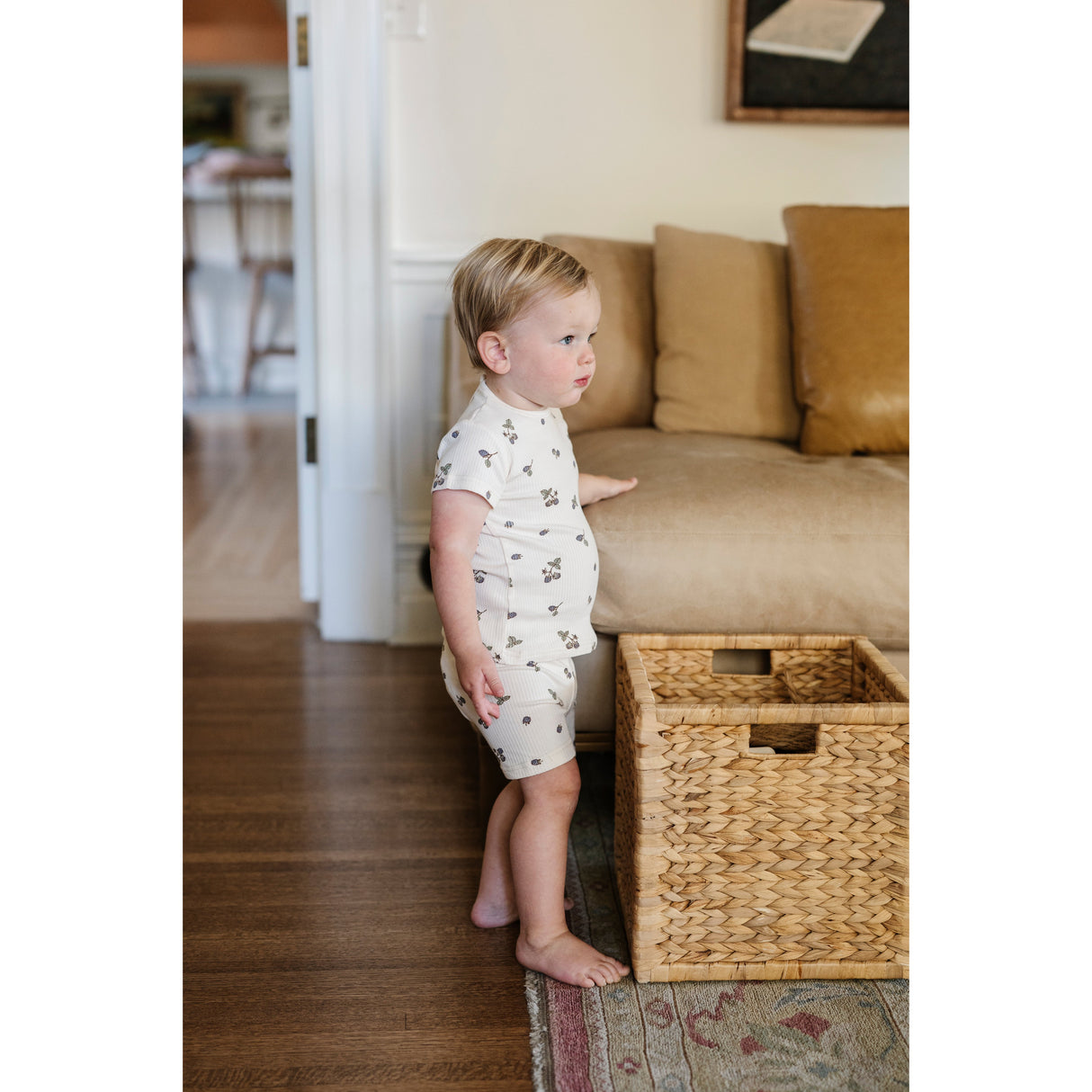 Ribbed Cotton - Raspberries Collection - Short Sleeve Lounge Set - HoneyBug