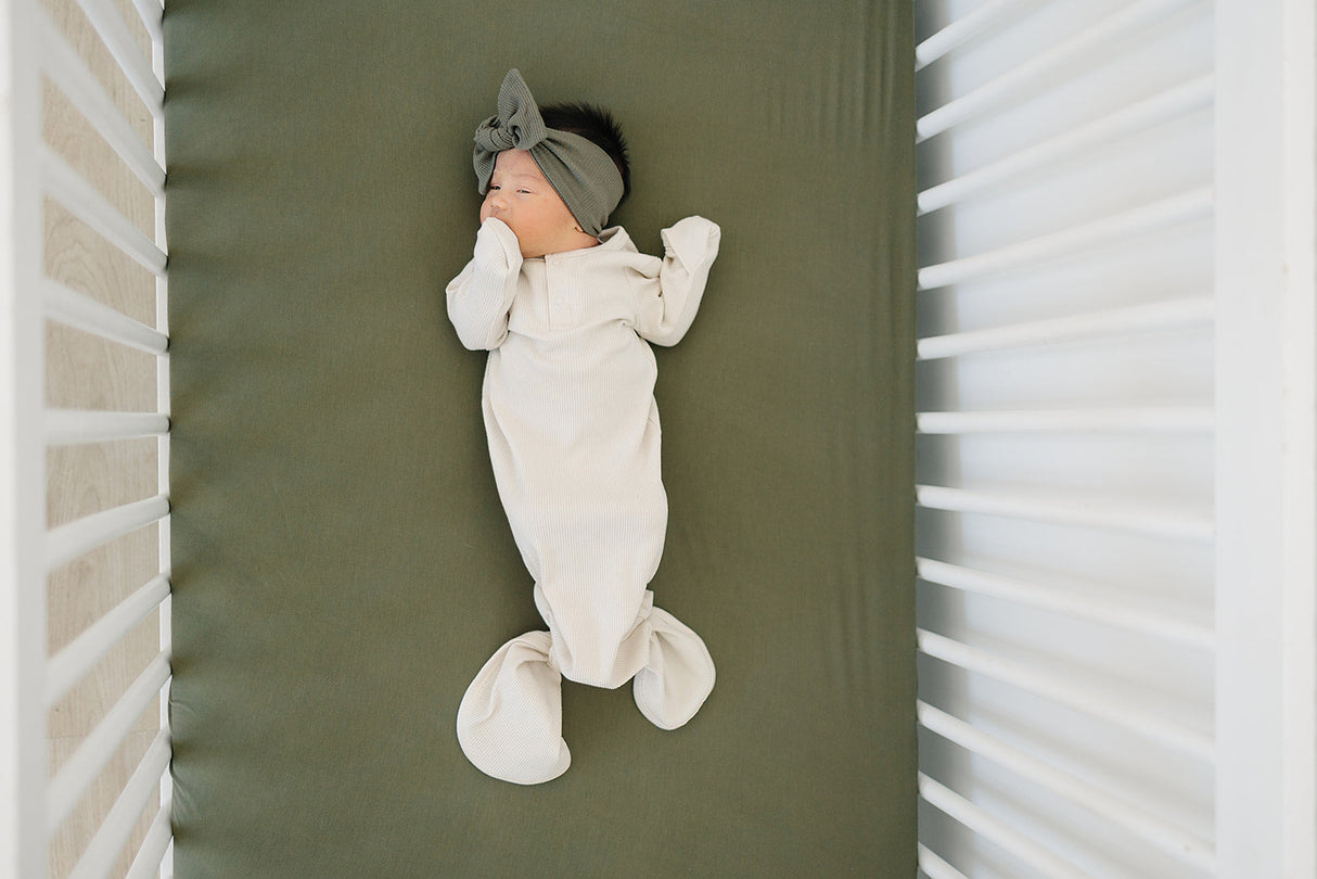 Olive Bamboo Stretch Crib Sheet - HoneyBug