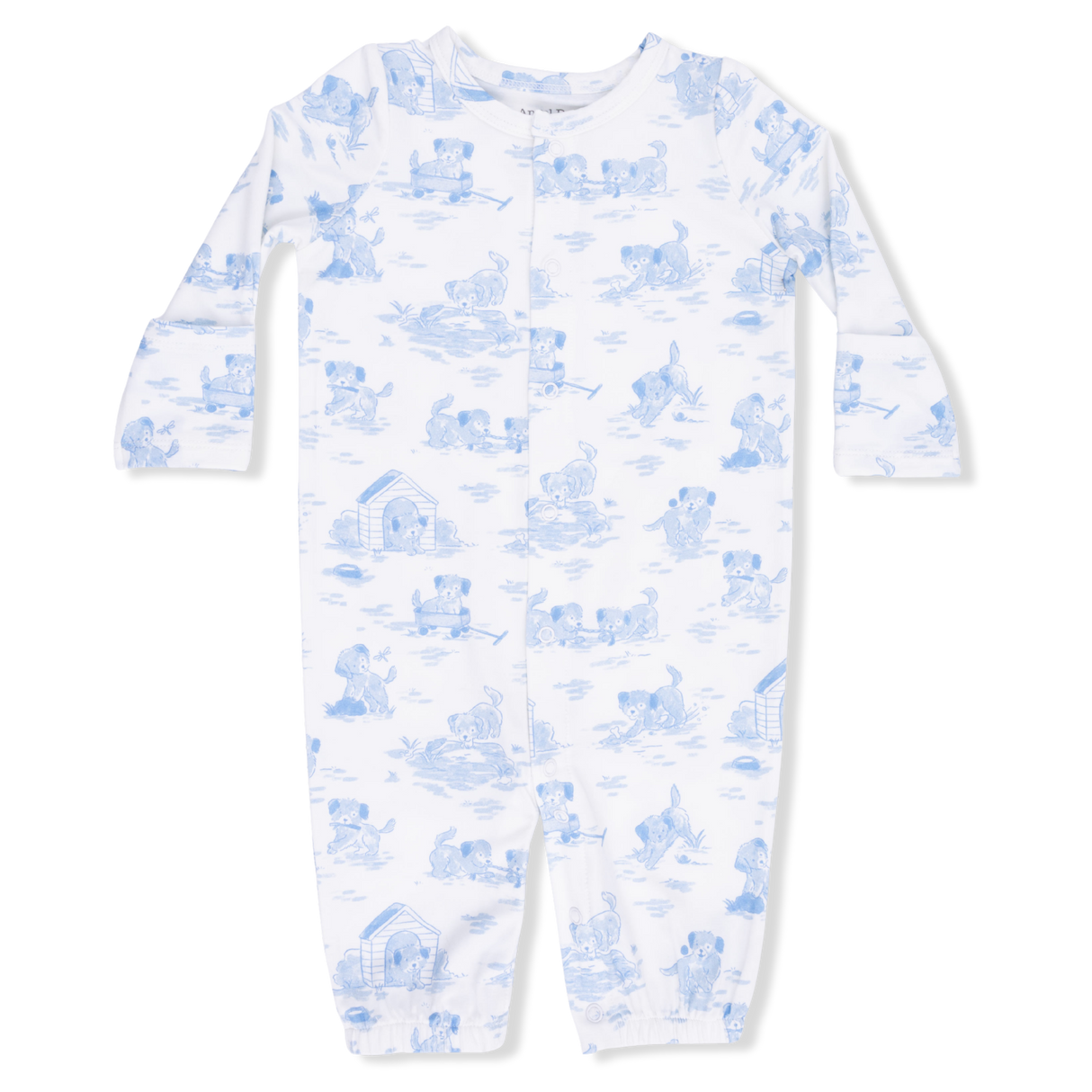 Puppy Toile Blue - Convertible Gown