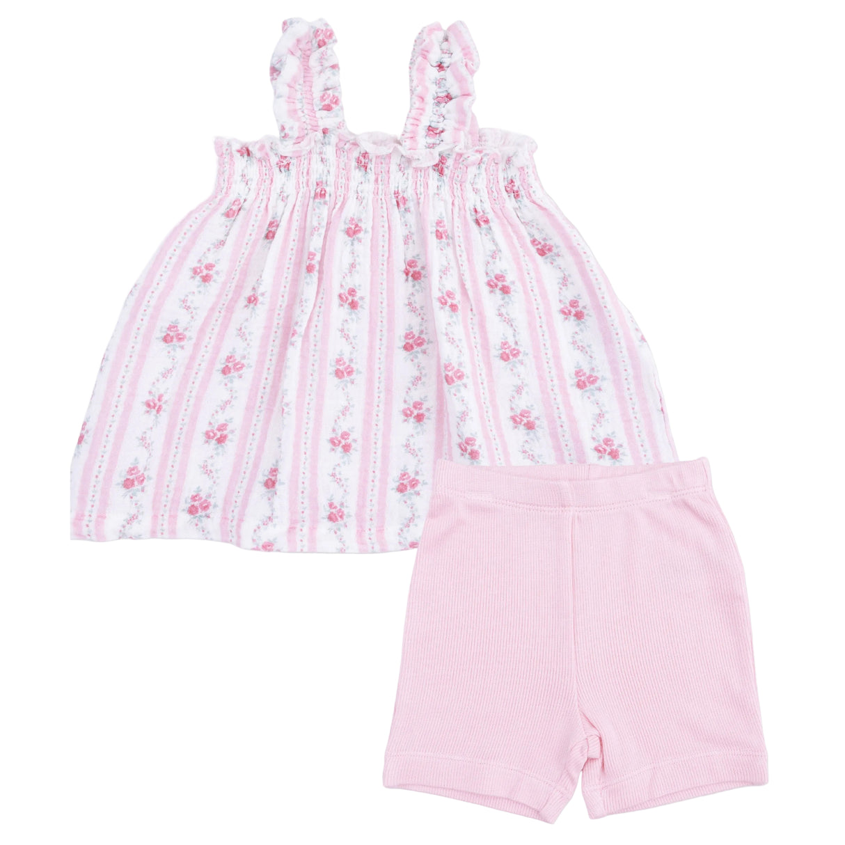 Winding Roses Stripe - Ruffly Strap Top and Bike Short