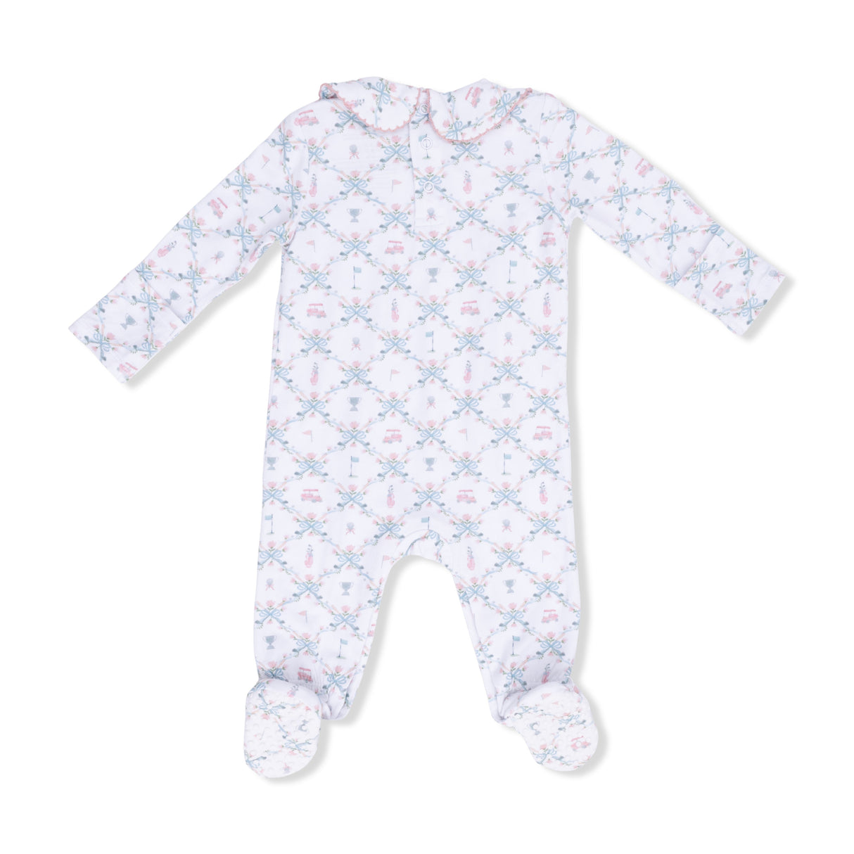Golf Trellis Pink - Smocked Peter Pan Snap Footie