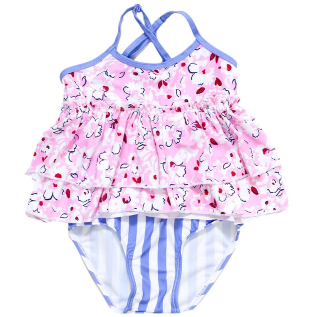 Beachside Footprints Two Piece Swimsuit - HoneyBug