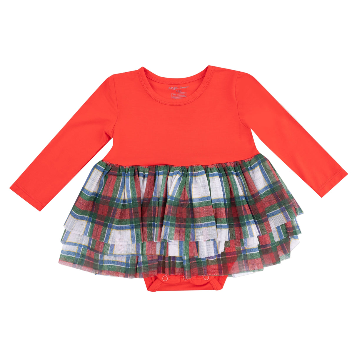Long Sleeve Tutu Bodysuit - Holiday Plaid - HoneyBug