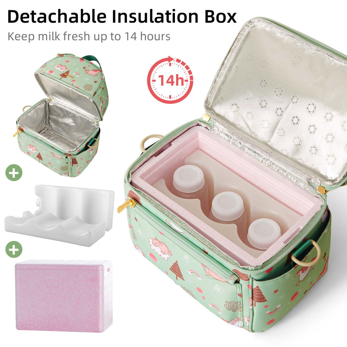 Breastmilk Cooler Bag with Detachable Insulation Box Set