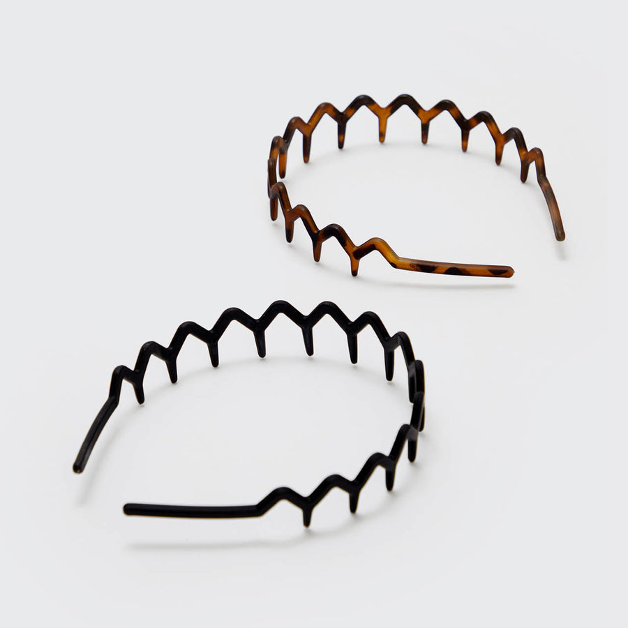 Zig Zag Headband 2pc- Black & Tort