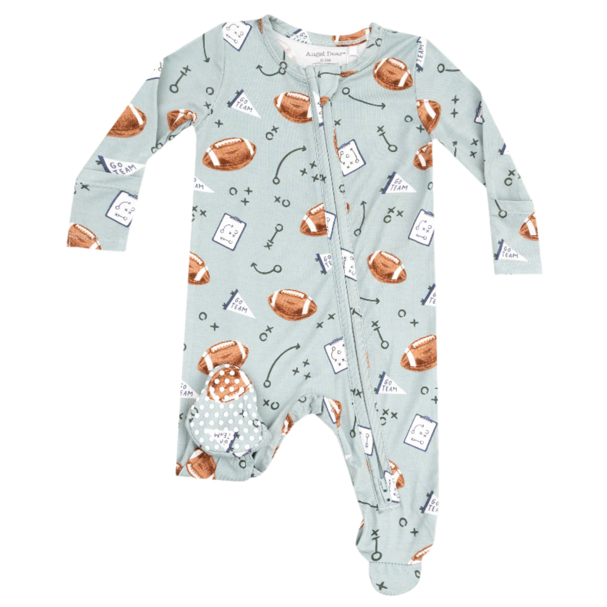 2 Way Zipper Footie - Touchdown Time Grey Mist - HoneyBug