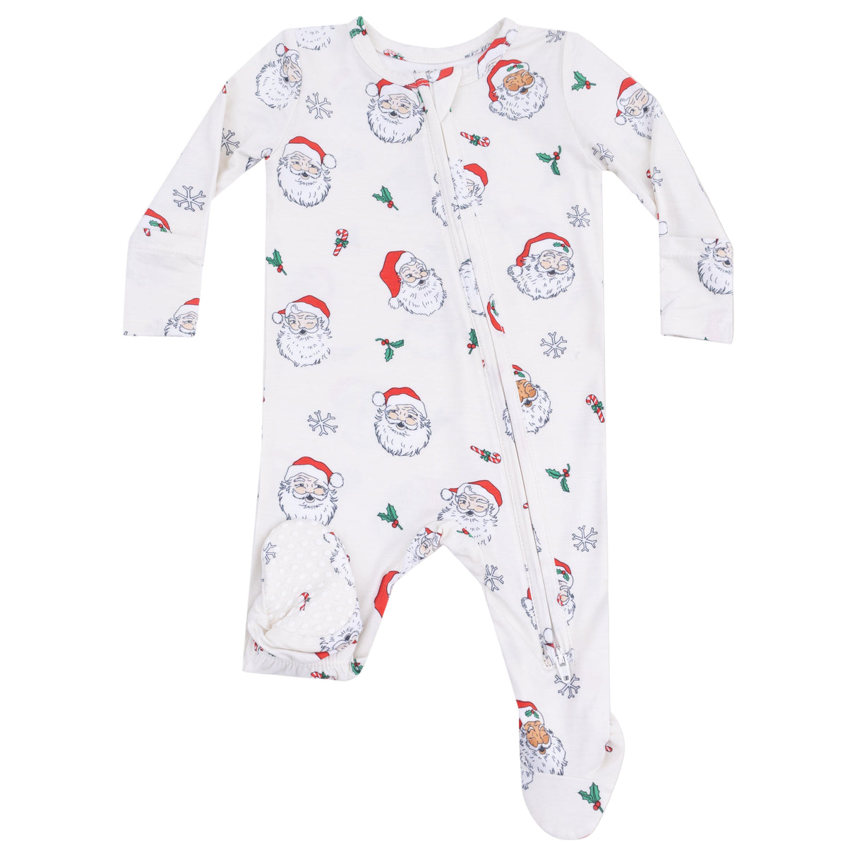 2 Way Zipper Footie - Vintage Santas - HoneyBug