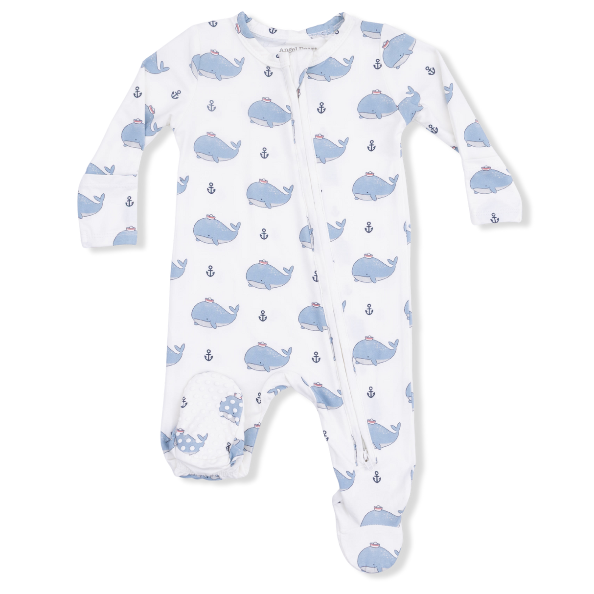 Bubbly Sailor Whales Blue - 2 Way Zipper Footie