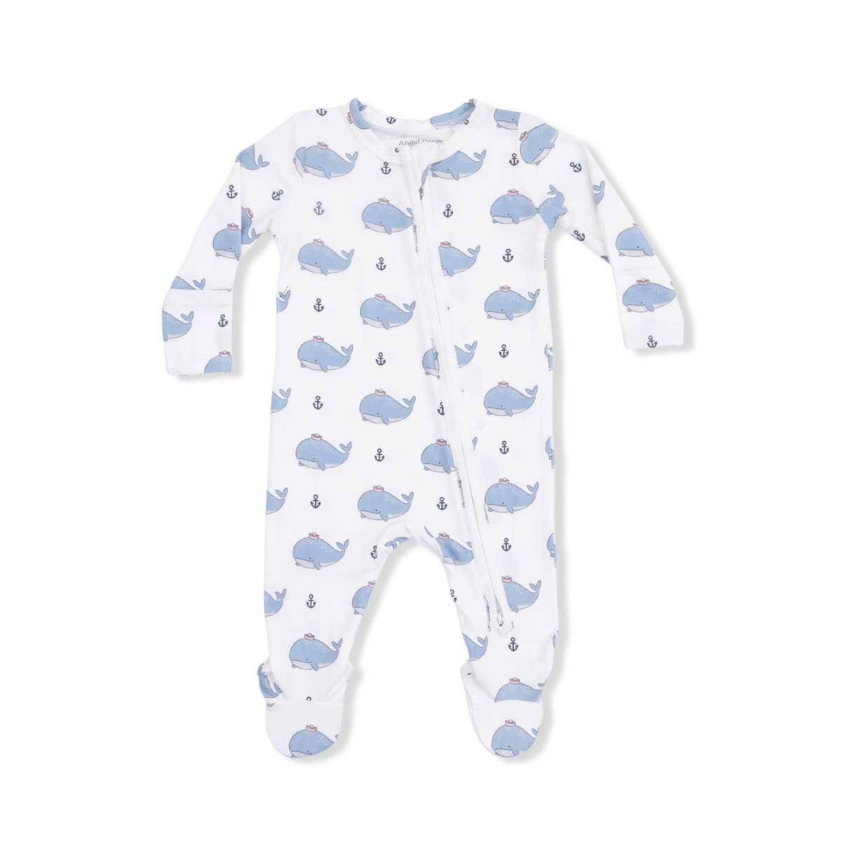 Bubbly Sailor Whales Blue - 2 Way Zipper Footie
