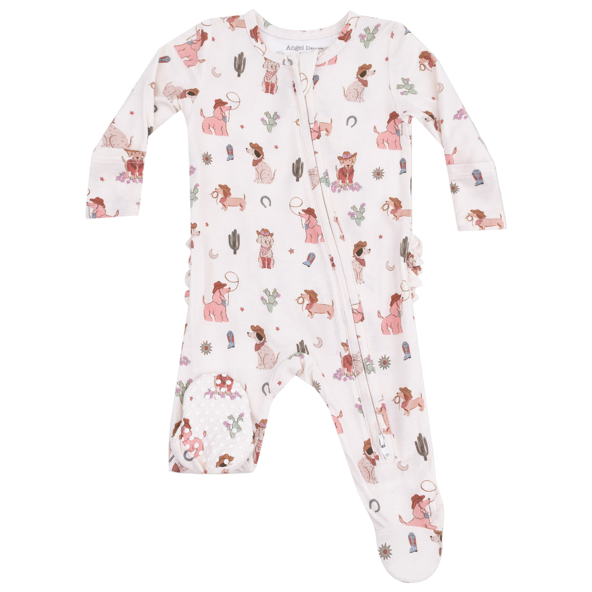 2 Way Zipper Ruffle Back Footie - Cowgirl Dogs - HoneyBug