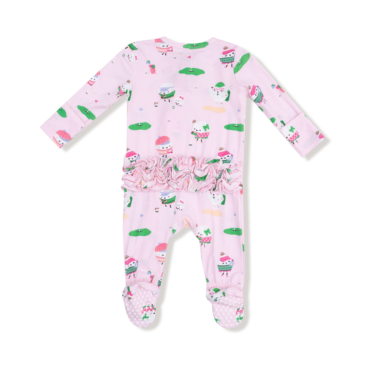 2 Way Zipper Ruffle Back Footie - Golf Pros - Pink - HoneyBug