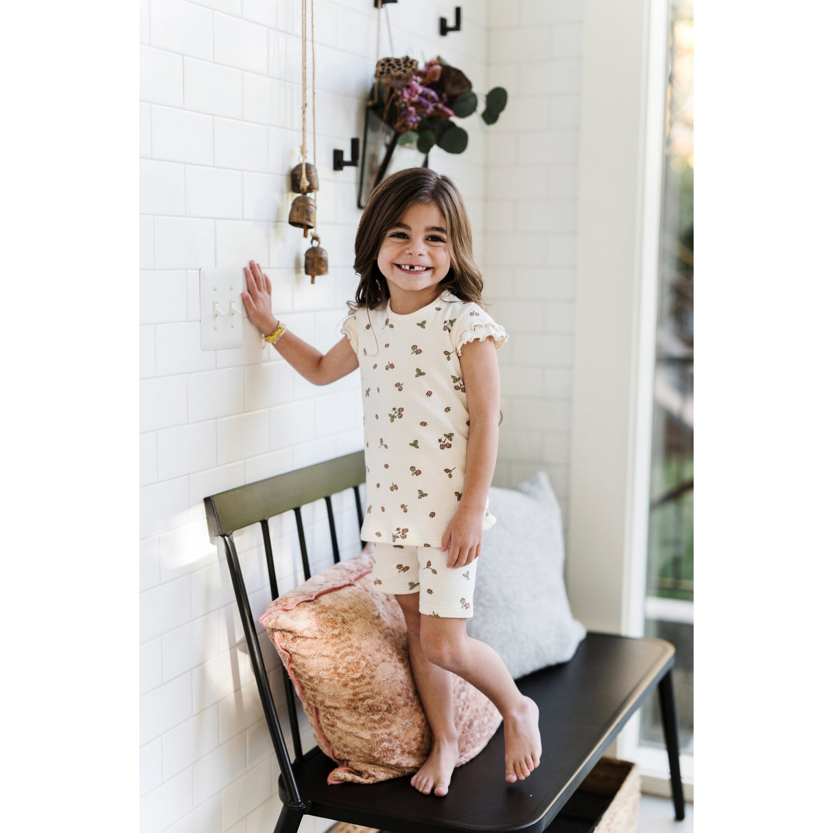 Ribbed Cotton - Raspberries Collection - Short Sleeve Lounge Set - HoneyBug