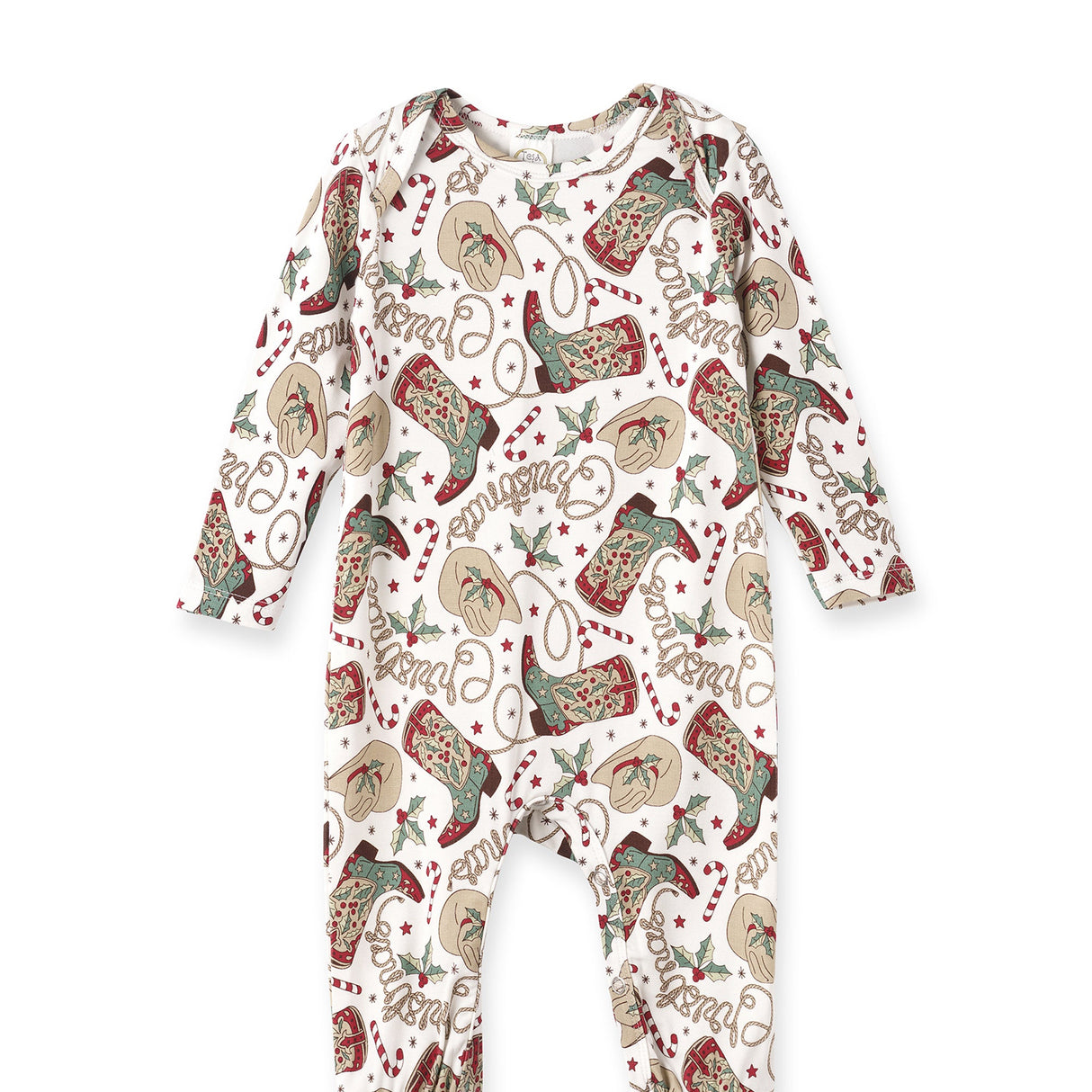 Western Christmas Baby Bamboo Romper – Cowboy Holiday Style - HoneyBug