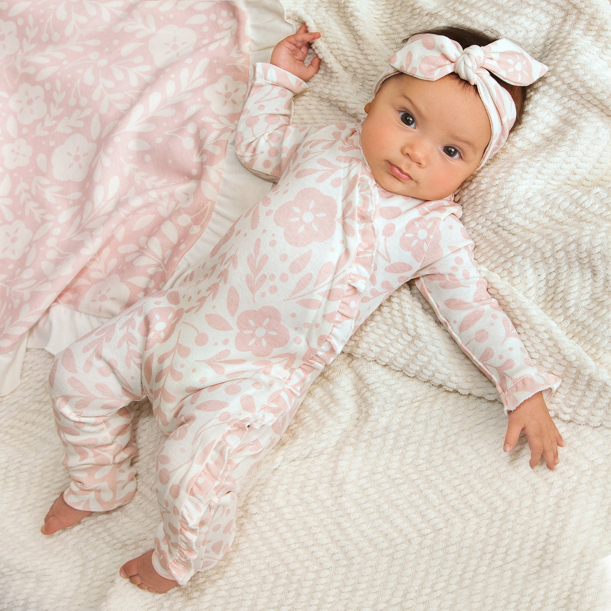 Pink Floral Cotton Zipper Romper - HoneyBug