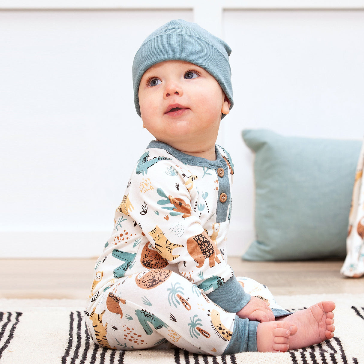 Jungle Jamboree Bamboo Henley Romper - HoneyBug