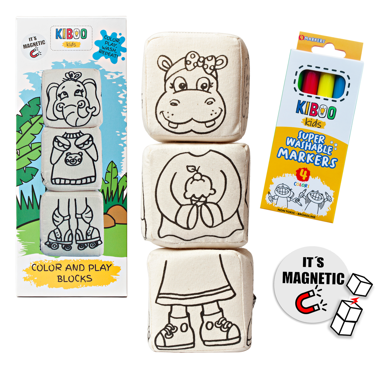 Kiboo Kids Blocks with Magnets - Animal Set - HoneyBug