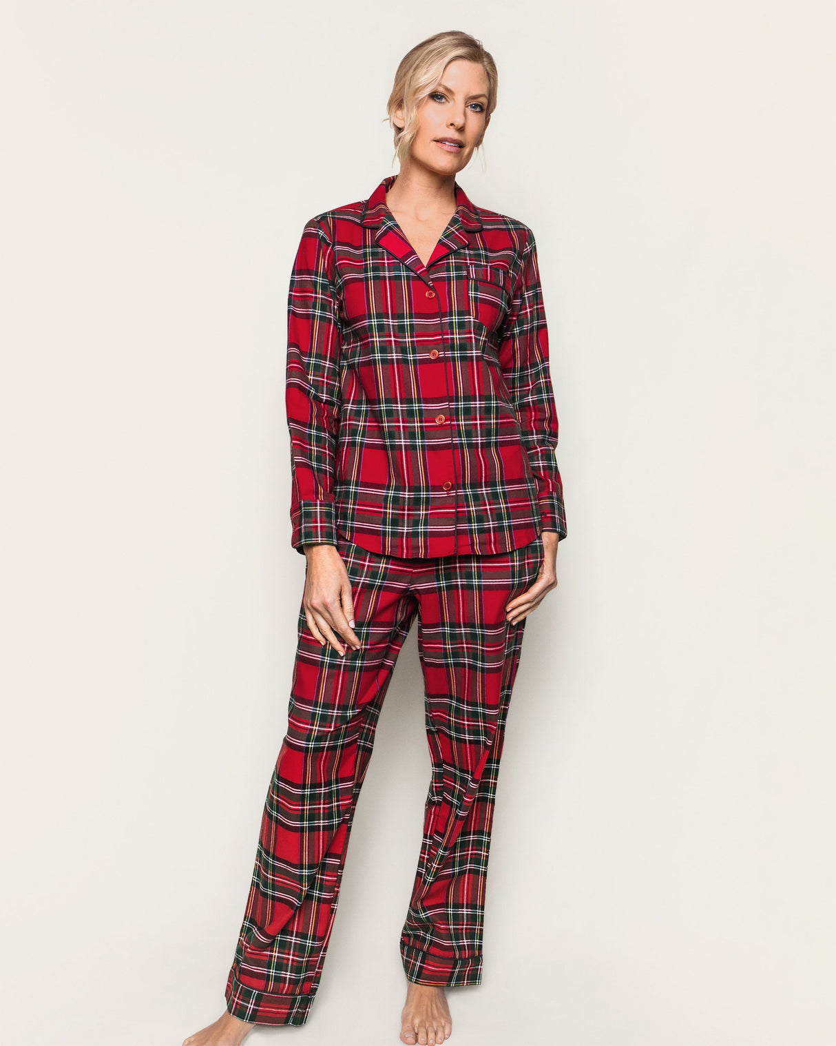 Women's Brushed Twill Pajama Set in Imperial Tartan - HoneyBug