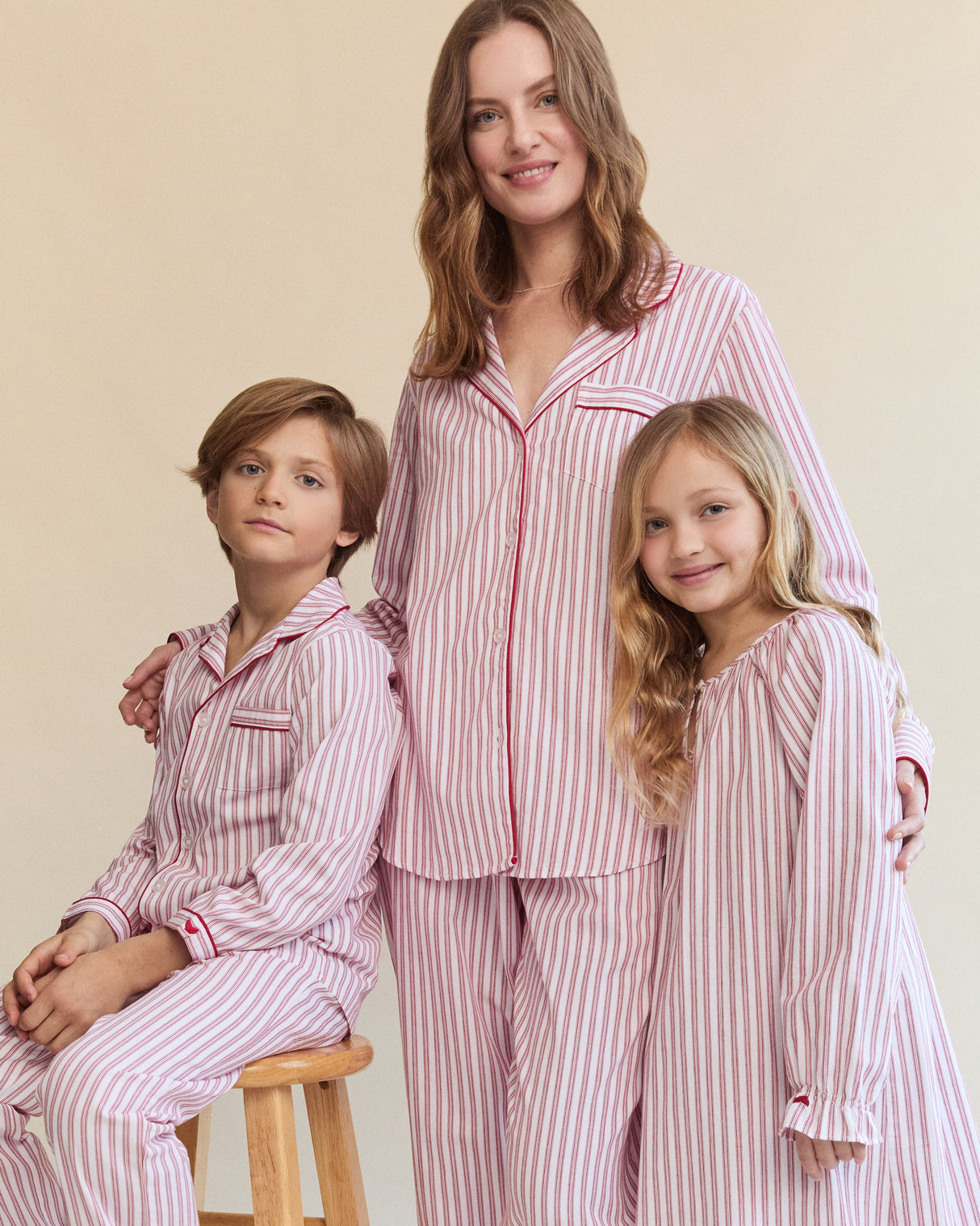 Women's Twill Pajama Set in Antique Red Ticking - HoneyBug