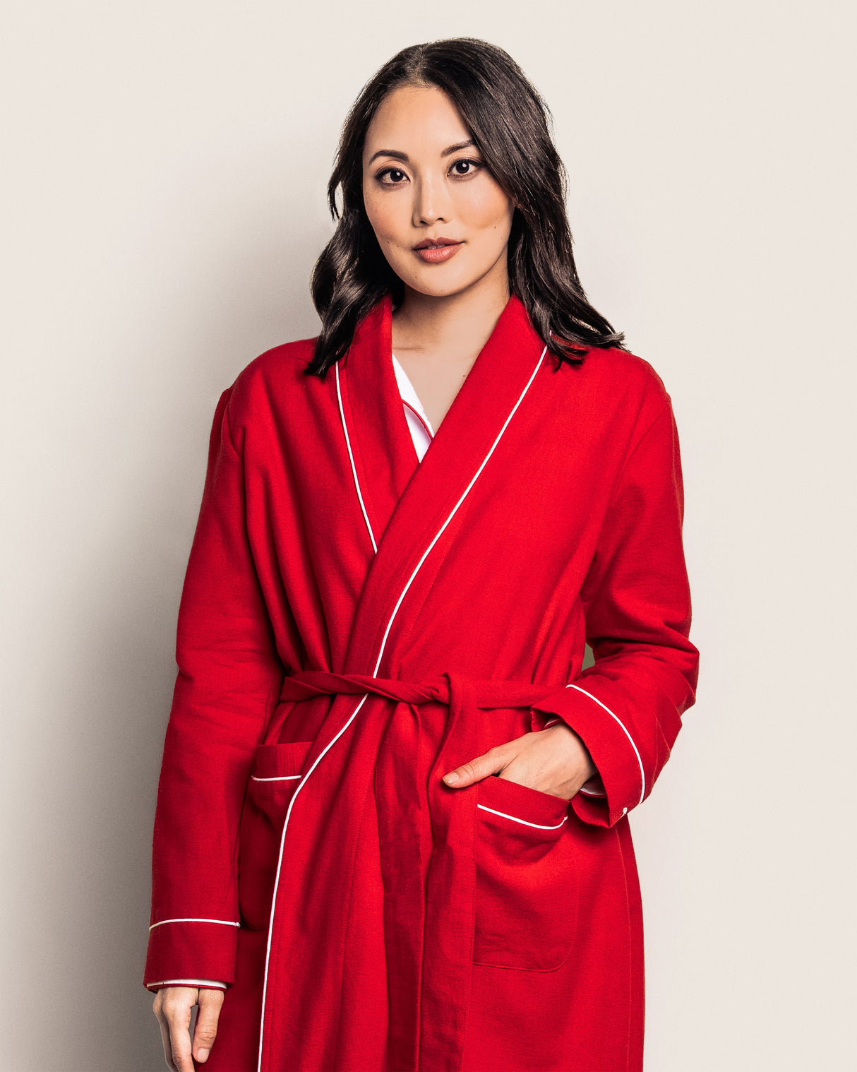 Women's Flannel Robe in Red - HoneyBug