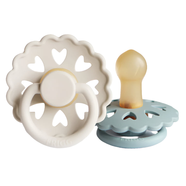 FRIGG Andersen Fairytale Natural Rubber Pacifier 2-Pack - Cream/Stone Blue - HoneyBug