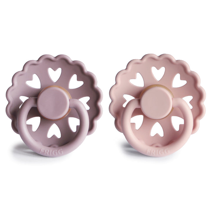 FRIGG Andersen Fairytale Natural Rubber Pacifier 2-Pack - Twilight Mauve/Primrose - HoneyBug