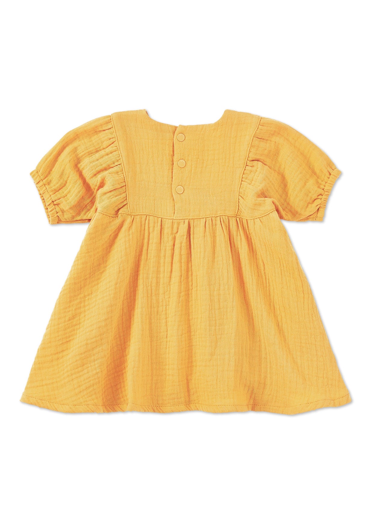 Dress with Puff Sleeves - Mustard - HoneyBug