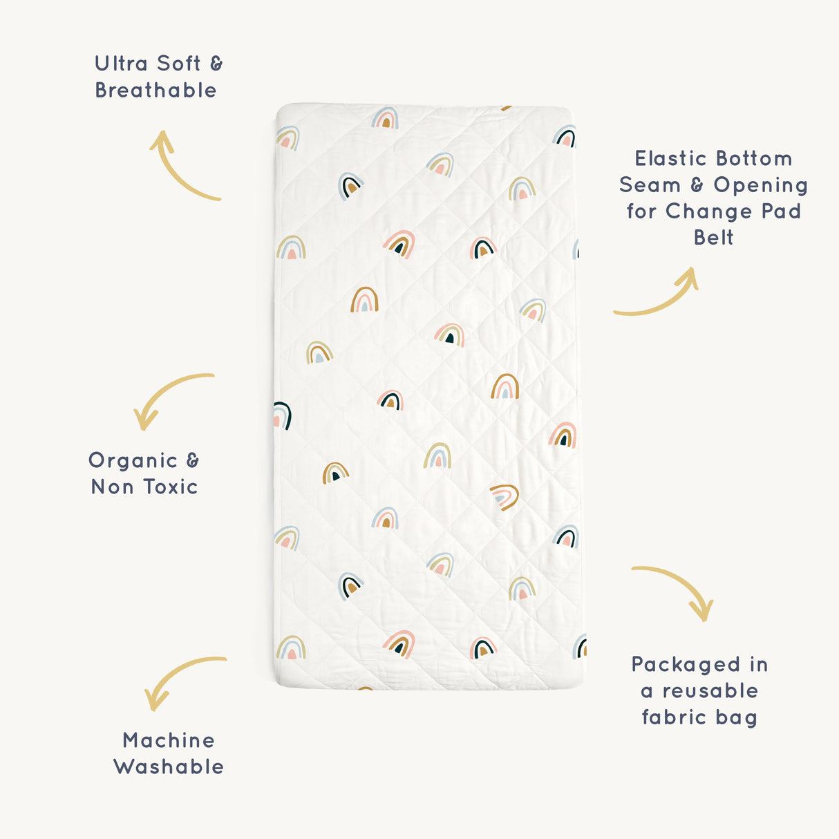 Organic Changing Pad Cover - Rainbow - HoneyBug
