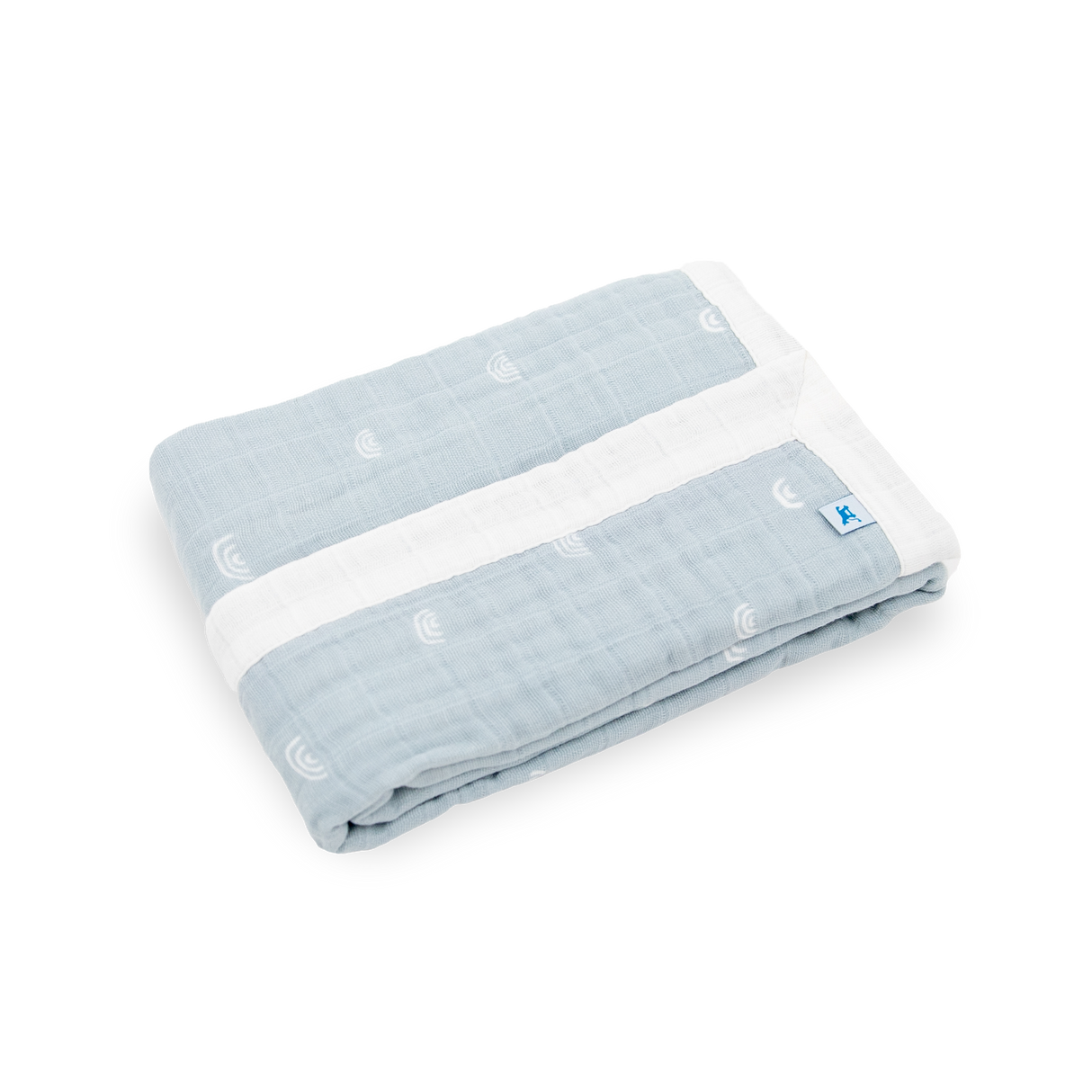 Cotton Muslin Baby Quilt - Blue Rainbow - HoneyBug