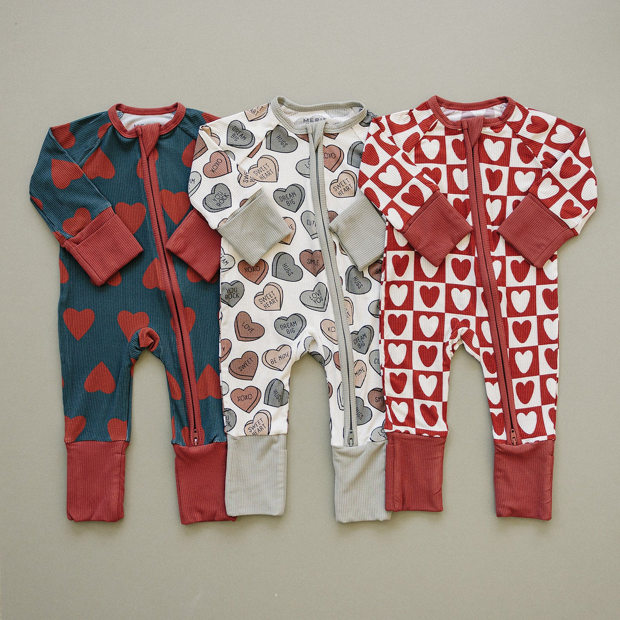 Checkered Hearts Ribbed Bamboo Zipper - HoneyBug