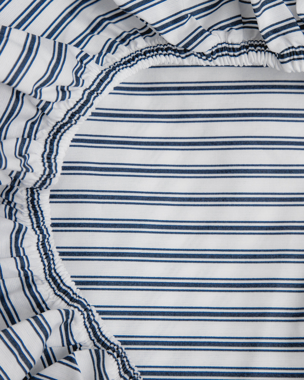 Luxe Premium Percale Crib Sheet in Navy French Ticking