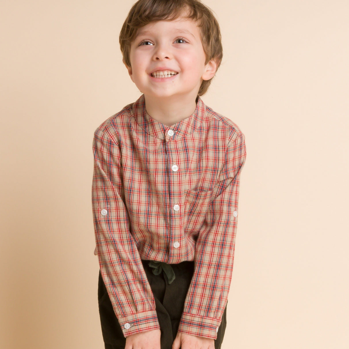Boys Long Sleeve Check Shirt | Red and Blue - HoneyBug