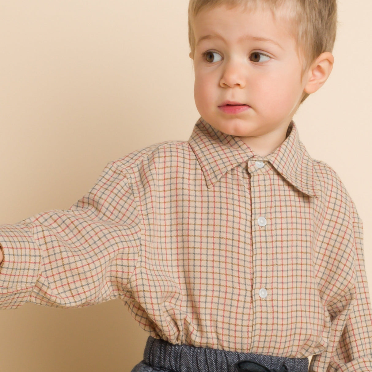 Boys Shirt | Beige Country Check - HoneyBug