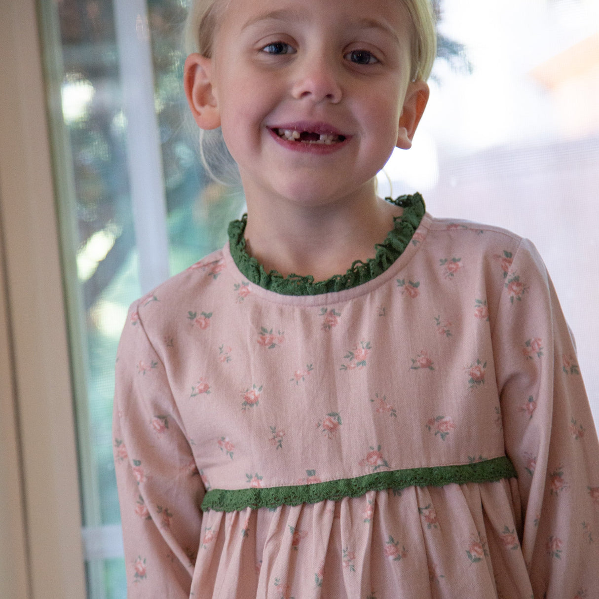 Toddler Priya Dress with Lace Trim | Vintage Pink Rose - HoneyBug