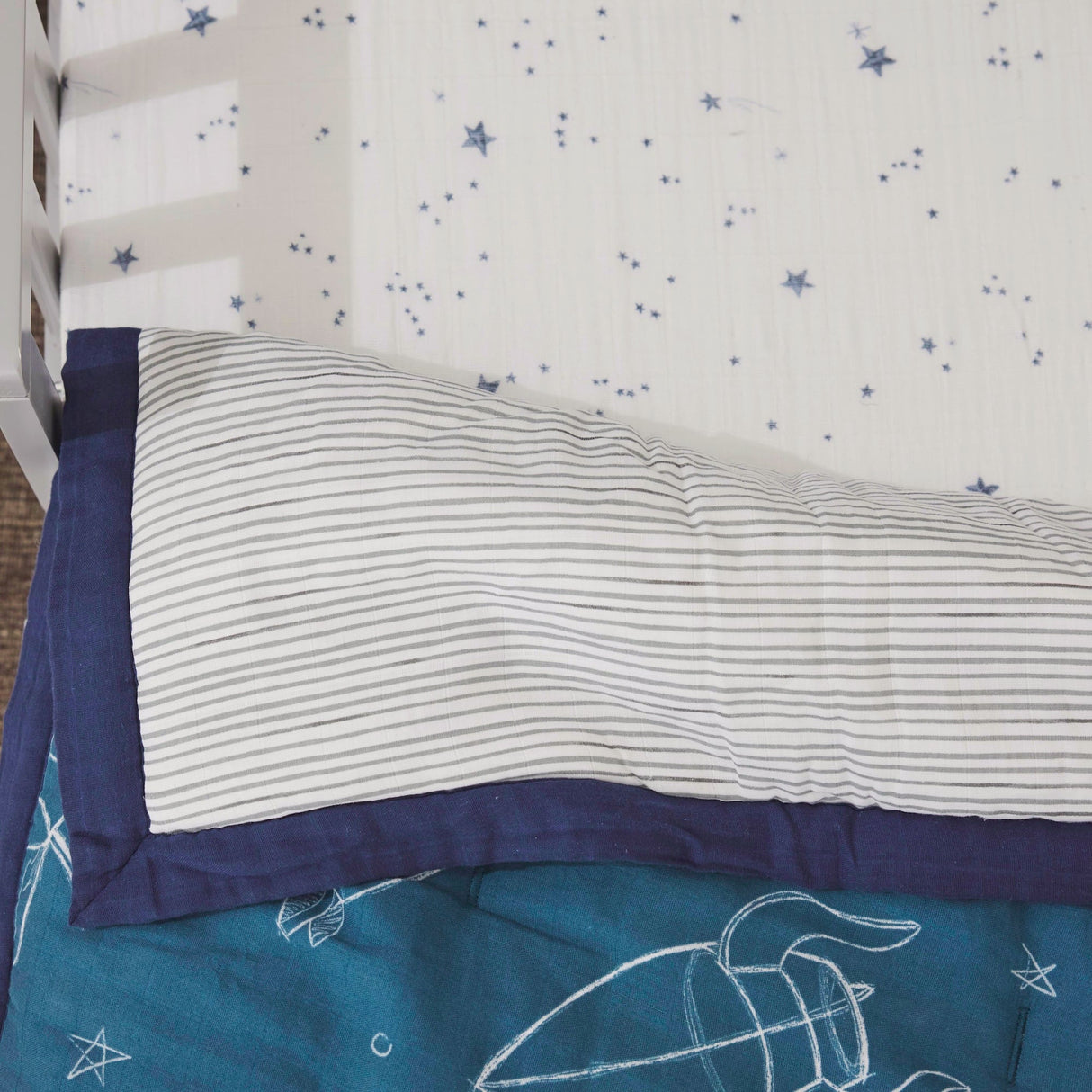 Cotton Muslin Toddler Comforter - Blast Off - HoneyBug