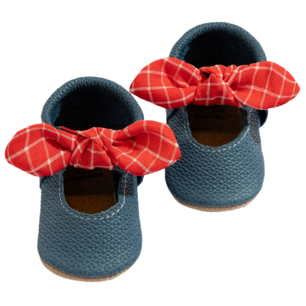 Blue Jean Knotted Bow Baby Shoe - HoneyBug
