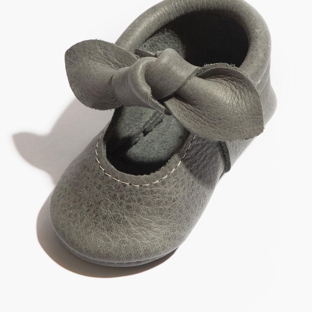 Blue Spruce Knotted Bow Baby Shoe - HoneyBug