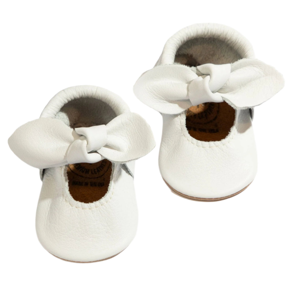 Toasted Bright White Knotted Bow Baby Shoe - HoneyBug